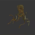 Rusty Metal Sculpture With Twisted Legs Intricate Design And Abstract Structure