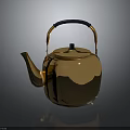 Shiny Golden Teapot With Metallic Finish And Black Handle For Household Use