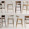 Various Modern Bar Stools With Wooden Frames Different Upholstered Seats And Stylish Designs