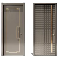 Modern Flush Door Design With Gold Accent Frames And Grid Panel Patterns 3d model