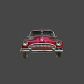 Vintage Red Classic Car With White Wall Tires Chrome Grille And Sleek Body Design