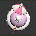 Cute Pink Ice Cream Cup With White Cream Small Umbrella Purple Base And Stars