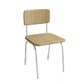Simple Design Single Chair with Wooden Seat Backrest and Metal Legs