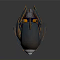 Futuristic Rusted Mechanical Robot With Blue Glowing Eyes And Metallic Armor