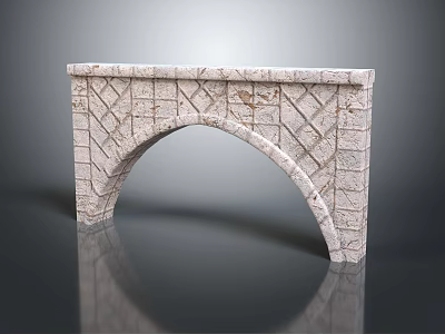 Classic Stone Arch Bridge With Diamond Pattern Stone Bricks Design 3d model