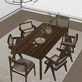 Dining table and chair combination 3d model