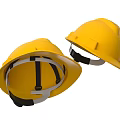 Two Yellow Hard Hats With Inner Straps And Adjustable Headbands 3d model