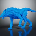 Blue Wolf Like Creature 3D Rendered Model With Spiked Fur And Detailed Design 3d model
