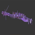 Detailed Assembled Model Structure With Wooden Platforms And Metal Brackets