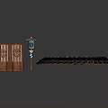 Architectural Structure Featuring Wooden Door Red Roof And Blue Circular Ring