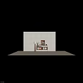 Modern Minimalist Entryway Side Cabinet With Wooden Panels Metal Frame Books Table Lamp And Artwork