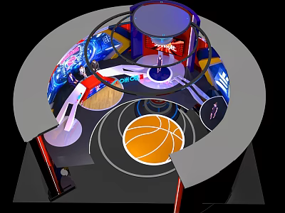 Interactive Basketball Themed Play Area With Circular Structure And Colorful 3D Design Elements 3d model