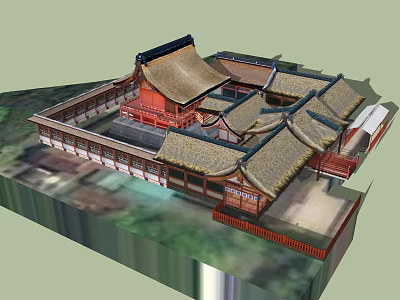 Ancient Chinese Architecture Courtyard Design With Traditional Tile Roofs And Curved Eaves 3d model