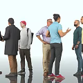 Diverse Group of Men Standing Together and Interacting in Casual Clothing