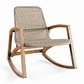 Comfortable Leisure Rocking Chair With Wooden Frame And Woven Seat Back Design