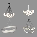 Modern Decorative Hanging Chandeliers With White Spherical And Circular Design Elements 3d model