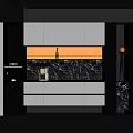 Modern Black And White Sideboard Cabinet With Marble Backsplash And Storage 3d model