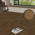 Herringbone Wooden Floor In Room With Open Book Wooden Ball And Window Bench