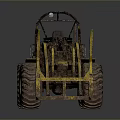 Old Yellow Construction Loader With Large Worn Tires And Front Bucket 3d model