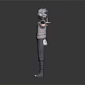 3D Game Movie Character With White Hair Headband Sword Arm Guards And Open Arms