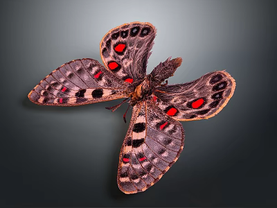 Detailed Vibrant Butterfly With Dark Colored Wings Red Spots Black Dots And Orange Borders 3d model