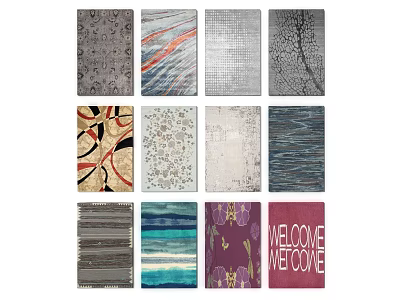 Stylish Square Rugs with Diverse Patterns and Welcome Designs for Home Decor 3d model