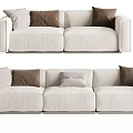 Beige Fabric Sectional Sofa Set With Multiple Brown And Light Colored Cushions 3d model