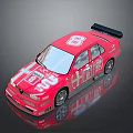 Red Race Car With Number 8 Exterior And Stylish Rear Spoiler Design