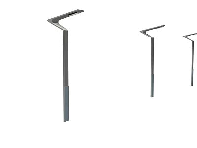Modern Outdoor Lights With Long Metal Pole And Curved Lamp Head Design 3d model