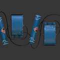 Blue Industrial Air Compressors With Cylindrical Storage Tanks And Connected Pipes