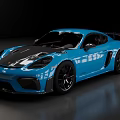 Blue Shiny Sports Car With Sporty Design Rear Spoiler And Alloy Wheels