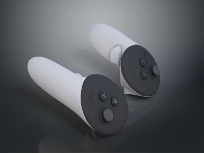 White and Black Wireless PC Gaming Controllers With Ergonomic Design And Buttons 3d model