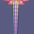 Colorful Striped Pole Outdoor Light With Petal Shaped Top And Illuminated Lights For Garden