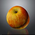 Fresh Ripe Red and Yellow Apple on Dark Background with Shiny Reflection