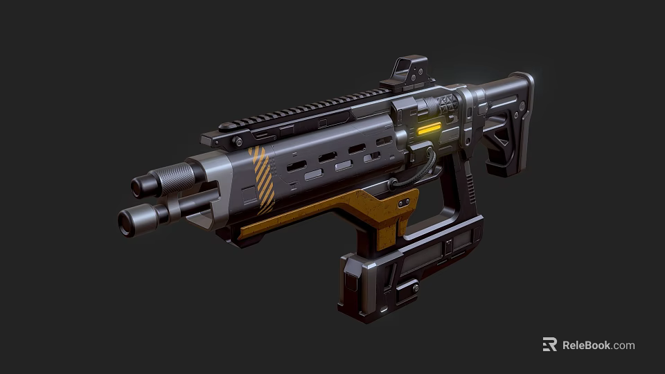 Futuristic Sci Fi Weapon With Metallic Body Tactical Rail And Glowing Accents 3d model 