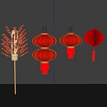 Chinese Decorative Ornaments With Red Lanterns And Candied Hawthorn Skewers For Festive