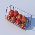 Fresh Ripe Red Apples Neatly Placed in Metal Basket on Light Background