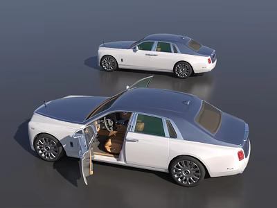 White Luxury Car With Open Doors And Spacious Interior Chrome Details 3d model
