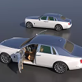 White Luxury Car With Open Doors And Spacious Interior Chrome Details 3d model