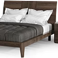 Pandora Modern Wooden Bed Set With White Pillows Gray Quilt And Nightstands