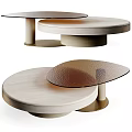 Elegant Modern Coffee Table With Round Wooden Base And Glass Layered Top