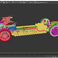 Detailed Car Chassis Structure With Wheels Suspension System And Frame Components 3d model
