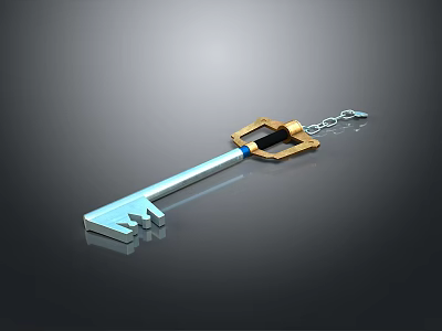 Modern Metal Key With Keychain Stylish Design For Daily Household Use And Decor 3d model