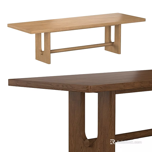 Minimalist Wooden Dining Tables Featuring Light And Dark Tone Natural Wood Design 3d model 