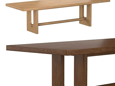 Minimalist Wooden Dining Tables Featuring Light And Dark Tone Natural Wood Design 3d model