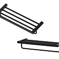 Black Metal Bathroom Rack With Multiple Towel Bars And Shelf Design