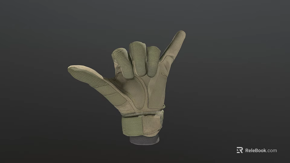 Tactical Military Gloves With Grip Texture And Adjustable Wrist Strap Durable Nylon Design 3d model 