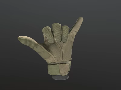 Tactical Military Gloves With Grip Texture And Adjustable Wrist Strap Durable Nylon Design 3d model