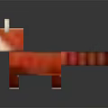 Pixelated Red Panda Figure With White Face And Striped Tail