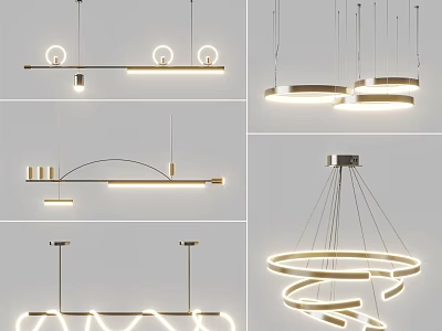 Modern Chandelier Designs With Circular Linear And Spiral Shapes For Contemporary Spaces 3d model